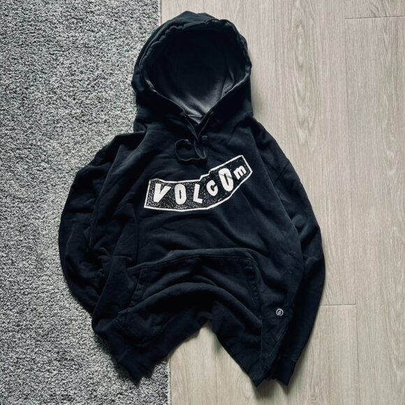 Volcom Y2K Logo Hoodie Men’s Large faded Black Pullover - Picture 1 of 5